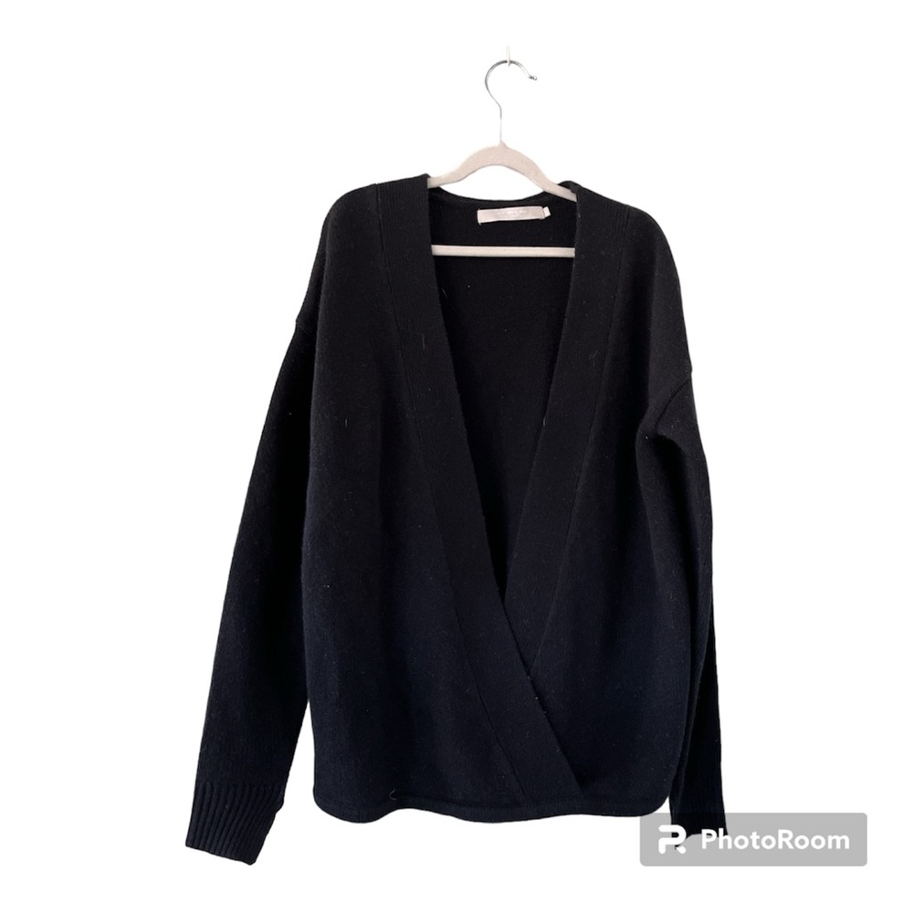 One Grey Day Deep V Neck Sweater - Black, Size S